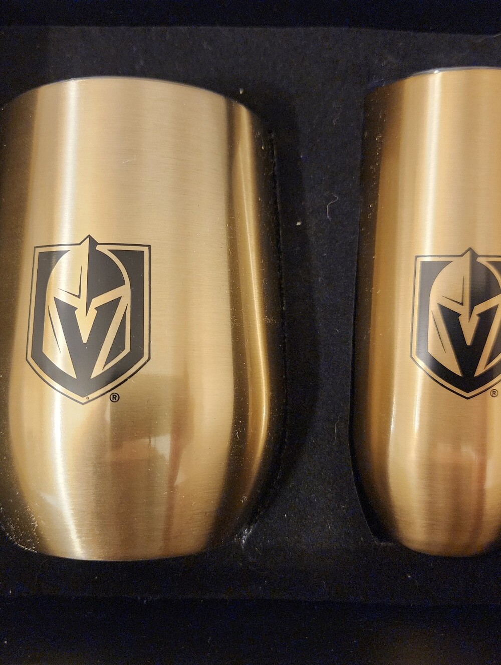 Vegas Golden Knights Gold Stainless Steel Wine Tumblers with Lids - Set of 2